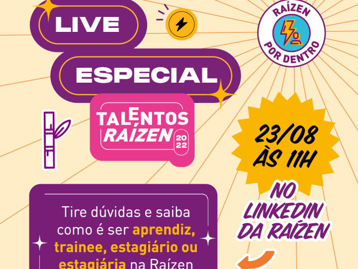 Raízen realiza live para tirar dúvidas  sobre Programa Talentos 2022 